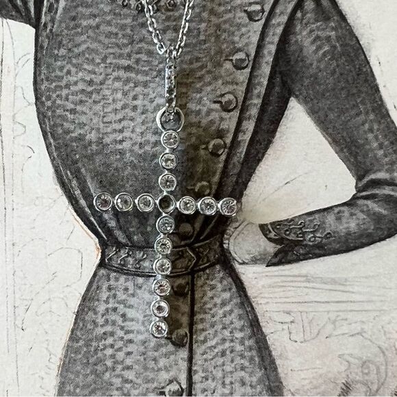 Swarovski Silver Cross Pendant Necklace - Picture 2 of 5